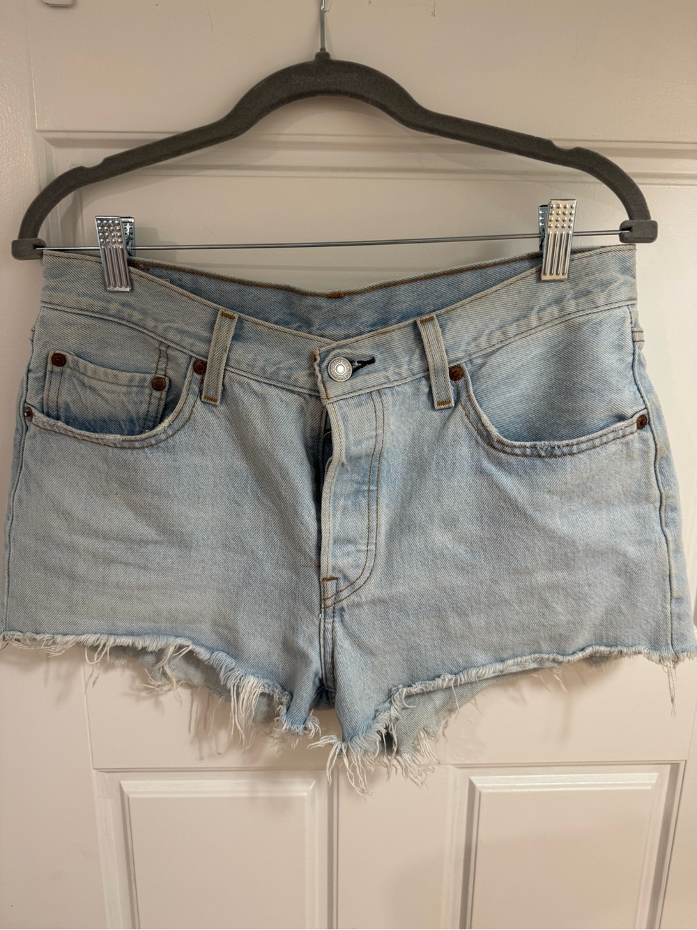 Levi's Light Blue Distressed Cutoff Denim Shorts
